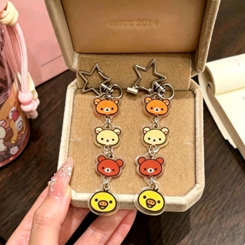 Car Accessories Japanese - Anime Cartoon Rilakkuma Acrylic Keychain Cute